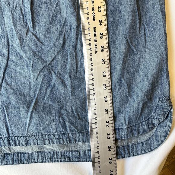 Old Navy Women Half Button Up Shirt Dress Size M Blue Denim Collared Front - Picture 7 of 9